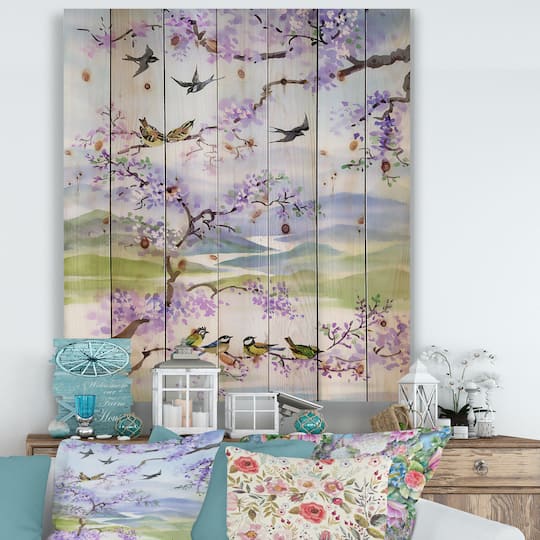 Designart - Birds On Cherry Branch